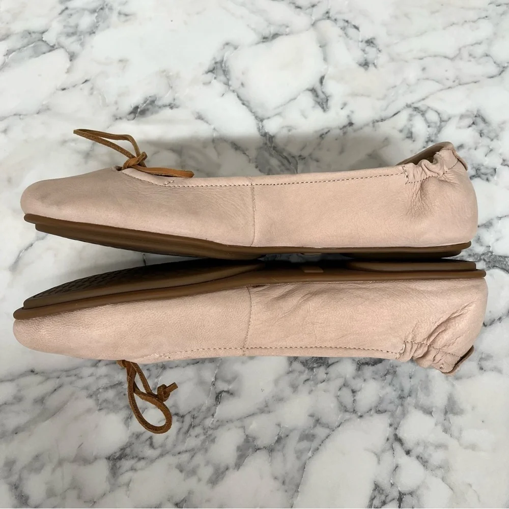 Sperry Thalia Rose leather ballet flat nude blush pink leather bow tie size 10